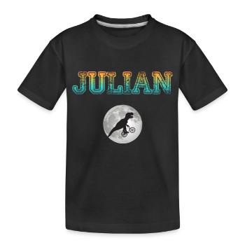 JULIAN - Beau prénom de garçon avec dinosaure - T-shirt bio Premium Enfant - noir - Devant