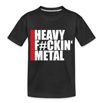 Heavy F#ckin' Metal Hard Rock Musik Text Spruch - Kinder Premium Bio T-Shirt - Schwarz - Vorne