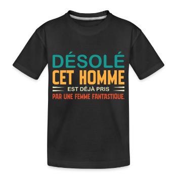 Sorry, dieser Mann ist schon vergeben - Kinder Premium Bio T-Shirt - Schwarz - Vorne