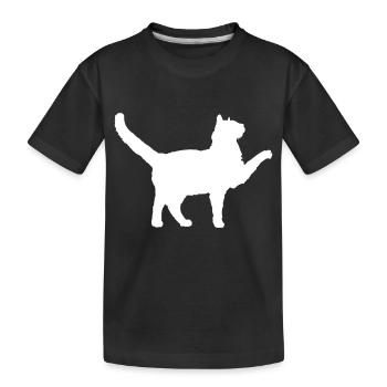 Katze Silhouette Begrüßen Pfote Strecken Betteln - Kinder Premium Bio T-Shirt - Schwarz - Vorne