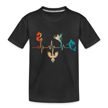 Herzschlag ein Drache Phönix Greif Meerjungfrau - Kinder Premium Bio T-Shirt - Schwarz - Vorne
