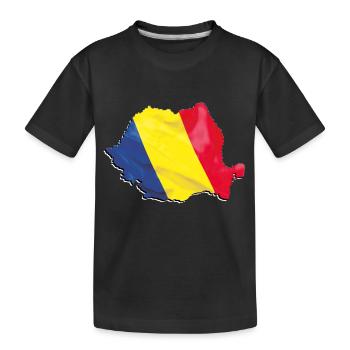 Drapeau de la Roumanie sur la carte de la Roumanie - T-shirt bio Premium Enfant - noir - Devant