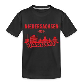 Hannover Skyline Geschenk - Kinder Premium Bio T-Shirt - Schwarz - Vorne