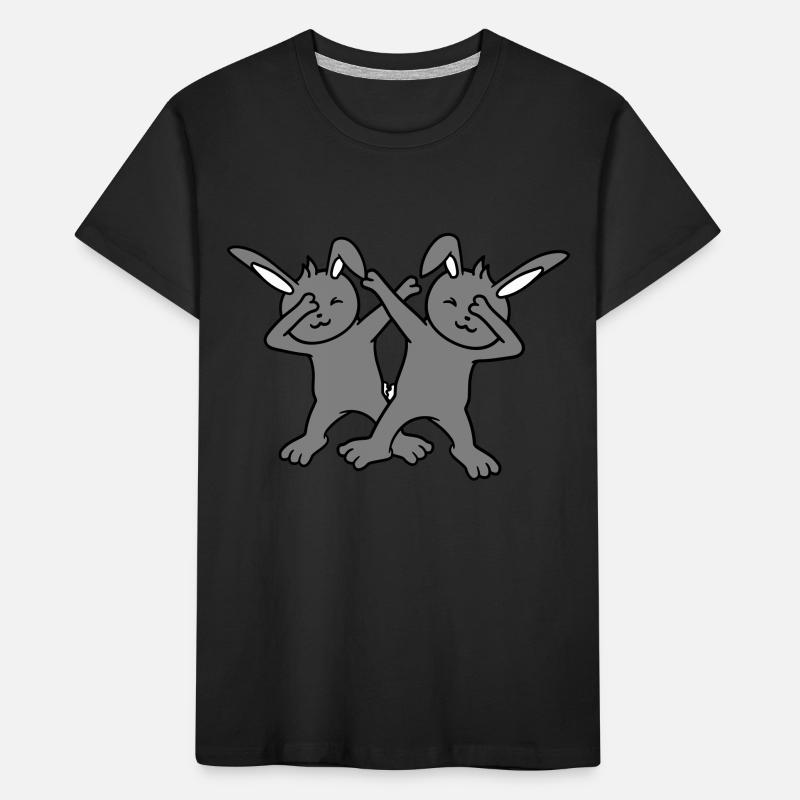 2 Hasen Dabbing Dab Dance Pose Tanzen Party Feiern Kinder Premium Bio T-Shirt