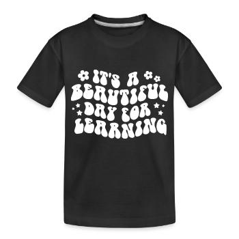 Es ist ein schöner Tag für die Lernmotivation - Kinder Premium Bio T-Shirt - Schwarz - Vorne