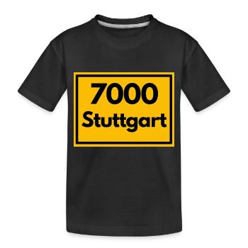 Ortsschild - damals Retro urban PLZ 7000 Stuttgart - Kinder Premium Bio T-Shirt - Schwarz - Vorne