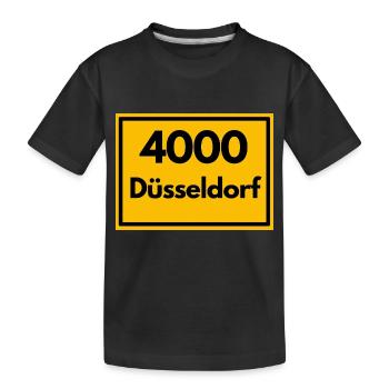 Ortsschild - damals Retro PLZ 4000 Düsseldorf - Kinder Premium Bio T-Shirt - Schwarz - Vorne