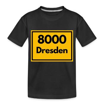 Place sign - then Retro urban Zip Code 8000 Dresden - Kids' Premium Organic T-Shirt - black - Front