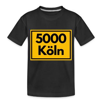 Ortsschild - damals Retro urban PLZ 5000 Köln - Kinder Premium Bio T-Shirt - Schwarz - Vorne