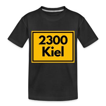 Place sign - then retro old zip code 2300 Kiel - Kids' Premium Organic T-Shirt - black - Front