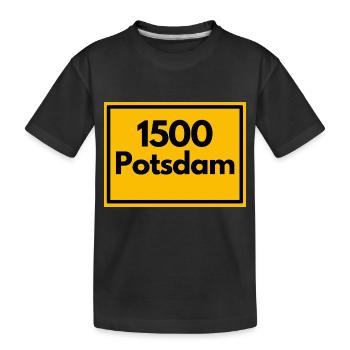 Place sign - then retro old zip code 1500 Potsdam - Kids' Premium Organic T-Shirt - black - Front