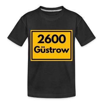 Ortsschild - damals Retro alte PLZ 2600 GÜSTROW - Kinder Premium Bio T-Shirt - Schwarz - Vorne