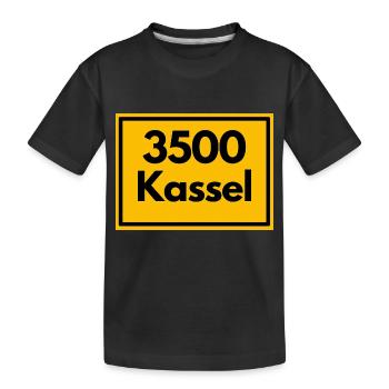 Place sign - then retro old zip code 3500 KASSEL - Kids' Premium Organic T-Shirt - black - Front