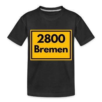 Place sign - then retro old zip code 2800 BREMEN - Kids' Premium Organic T-Shirt - black - Front