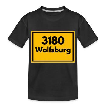 Ortsschild - damals Retro alte PLZ 3180 WOLFSBURG - Kinder Premium Bio T-Shirt - Schwarz - Vorne