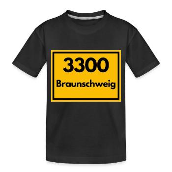 Town sign - then old zip code 3300 BRAUNSCHWEIG - Kids' Premium Organic T-Shirt - black - Front