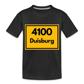 Place sign - then retro old zip code 4100 DUISBURG - Kids' Premium Organic T-Shirt - black - Front