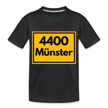 Ortsschild - damals Retro alte PLZ 4400 MÜNSTER - Kinder Premium Bio T-Shirt - Schwarz - Vorne