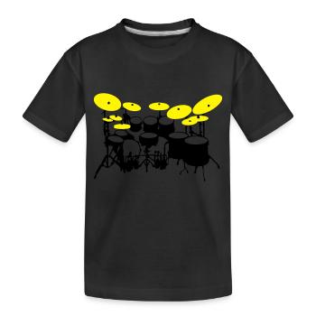 große Trommel-Kit - Kinder Premium Bio T-Shirt - Schwarz - Vorne