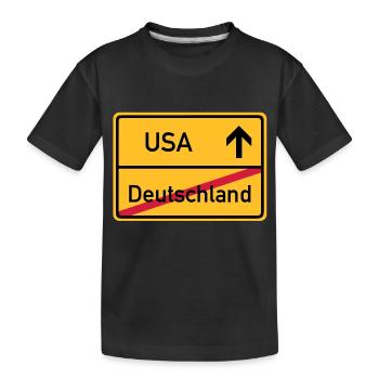 ortsschild_usa__f3 - Kinder Premium Bio T-Shirt - Schwarz - Vorne