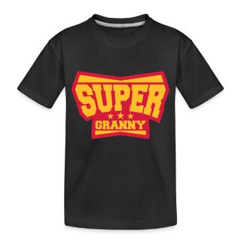 Super Granny Grandma Hero Logo - Kinder Premium Bio T-Shirt - Schwarz - Vorne