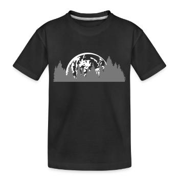 vollmond mond nacht untergang baeume wald nadelwal - Kinder Premium Bio T-Shirt - Schwarz - Vorne