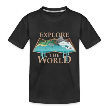 Karte & Tiere (Explore) - Kinder Premium Bio T-Shirt - Schwarz - Vorne