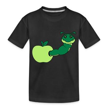 apfel essen loch lecker hunger schnecke kriechen r - Kinder Premium Bio T-Shirt - Schwarz - Vorne