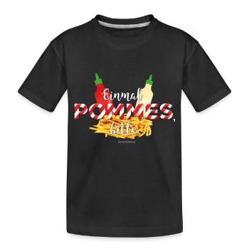 Pommes Schranke T-Shirt Design - Kinder Premium Bio T-Shirt - Schwarz - Vorne