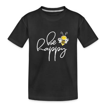 Be happy - Kids' Premium Organic T-Shirt - black - Front