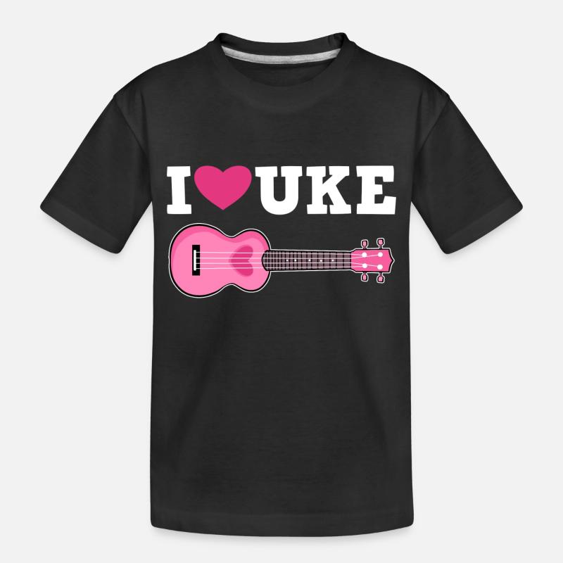 Ukulele Ich Liebe - Kinder Premium Bio T-Shirt - Schwarz