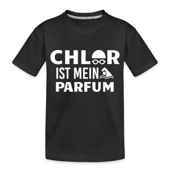 Chlor ist mein Parfum Schwimmer Schwimmen Spruch - Kinder Premium Bio T-Shirt - Schwarz - Vorne