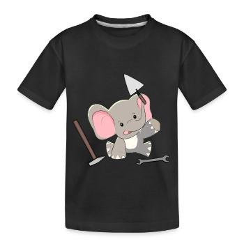 Elefant Handwerker Hausmeister Werkzeug Kinder - Kinder Premium Bio T-Shirt - Schwarz - Vorne