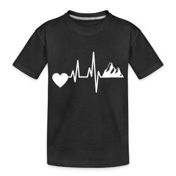 Mountain Hiking Mountaineering Heartbeat Mountains Mountains - Kids' Premium Organic T-Shirt - black - Front