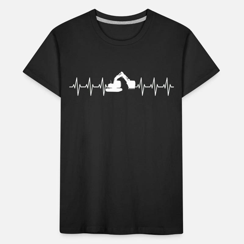 Excavator Heartbeat Construction Site Construction Workers Kids' Premium Organic T-Shirt