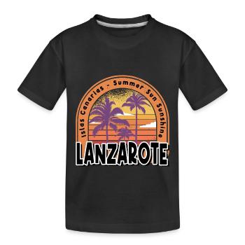 Lanzarote Summer Sun Beach Sea Palm Trees - Kids' Premium Organic T-Shirt - black - Front