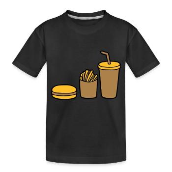 Burger Pommes Cola - Kinder Premium Bio T-Shirt - Schwarz - Vorne