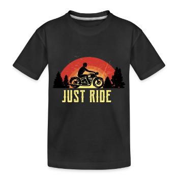 Just ride saying motorcycle sunset - Kids' Premium Organic T-Shirt - black - Front