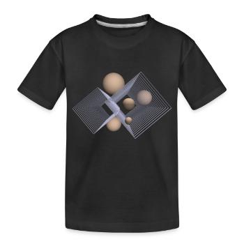 beige and 3D - Kids' Premium Organic T-Shirt - black - Front