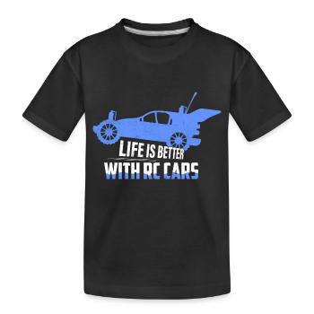 La vie est meilleure avec le modèle de télécommande RC Cars - T-shirt bio Premium Enfant - noir - Devant