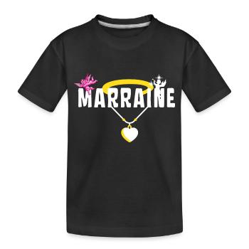 Marraine Baptême Chérubin - Collier avec Cœur - T-shirt bio Premium Enfant - noir - Devant