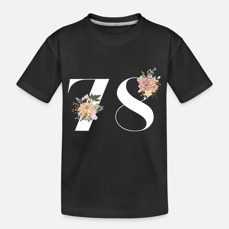 78e anniversaire fleuris (Cadeau de 78 ans) - T-shirt bio Premium Enfant - noir