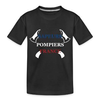 Firefighters France Blue White Red - Kids' Premium Organic T-Shirt - black - Front
