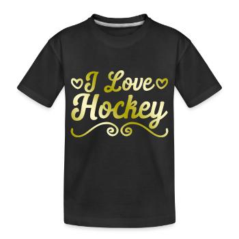 I love hockey - Kids' Premium Organic T-Shirt - black - Front