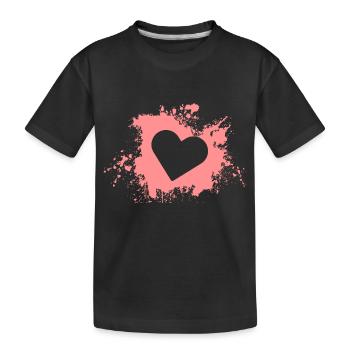Herz Koralle - Kinder Premium Bio T-Shirt - Schwarz - Vorne