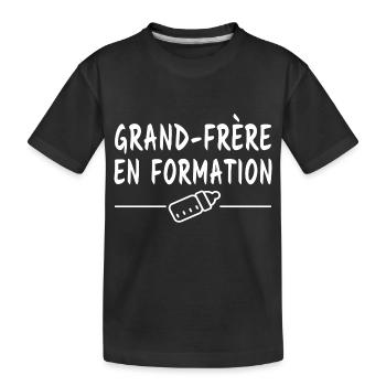 Grand-frère en formation / futur grand-frère - T-shirt bio Premium Enfant - noir - Devant