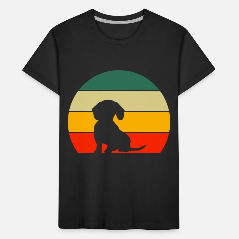 Hundehalter Hunde Geschenk Retro Dackel Kinder Premium Bio T-Shirt