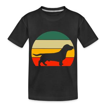Chiens de compagnie Cadeau Chien Ami Rétro Teckel - T-shirt bio Premium Enfant - noir - Devant