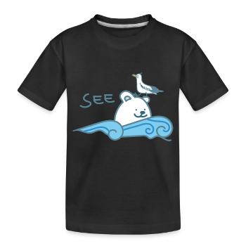Eisbär am Meer - Kinder Premium Bio T-Shirt - Schwarz - Vorne
