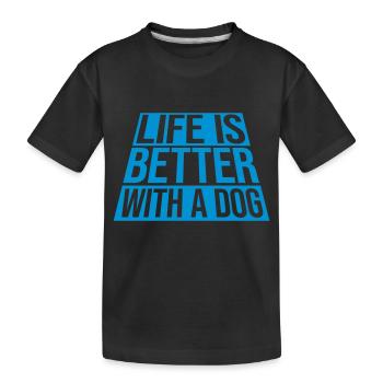 better with a dog - Kids' Premium Organic T-Shirt - black - Front